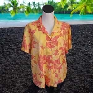 Yellow and Red Floral Hawaiian Shirt